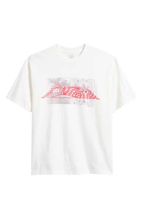 Wave Check Cotton Graphic T-Shirt