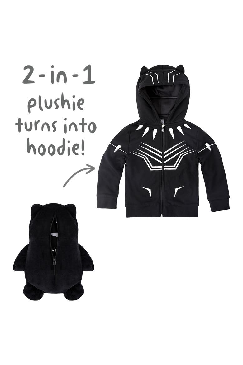 Marvel® 2018 Black Panther® 2-in-1 Stuffed Animal Hoodie, Alternate, color, BLACK