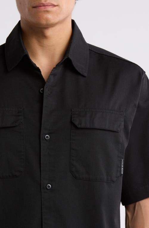 Boiler Room Core Oversize Short Sleeve Button-up Shirt In Black