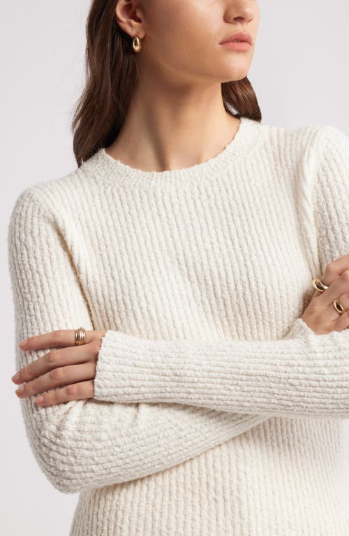 Nordstrom Textured Slim Crewneck Sweater In Ivory Pristine