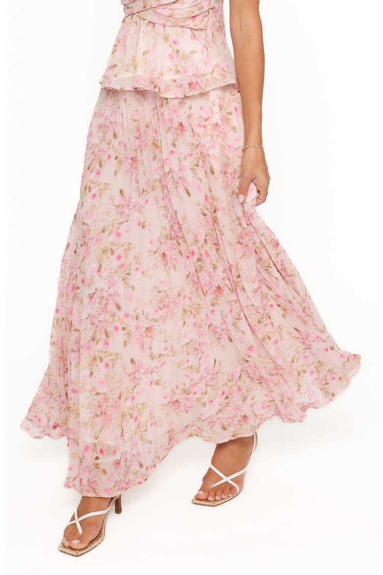 Mena Pleated Maxi Skirt, Alternate, color, BLURRED PINK FLORAL
