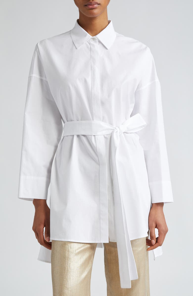 Max Mara Tea Belted Cotton Tunic, Main, color, 