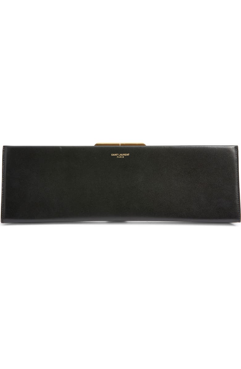 Saint Laurent Large Midnight Leather Clutch, Main, color, Noir
