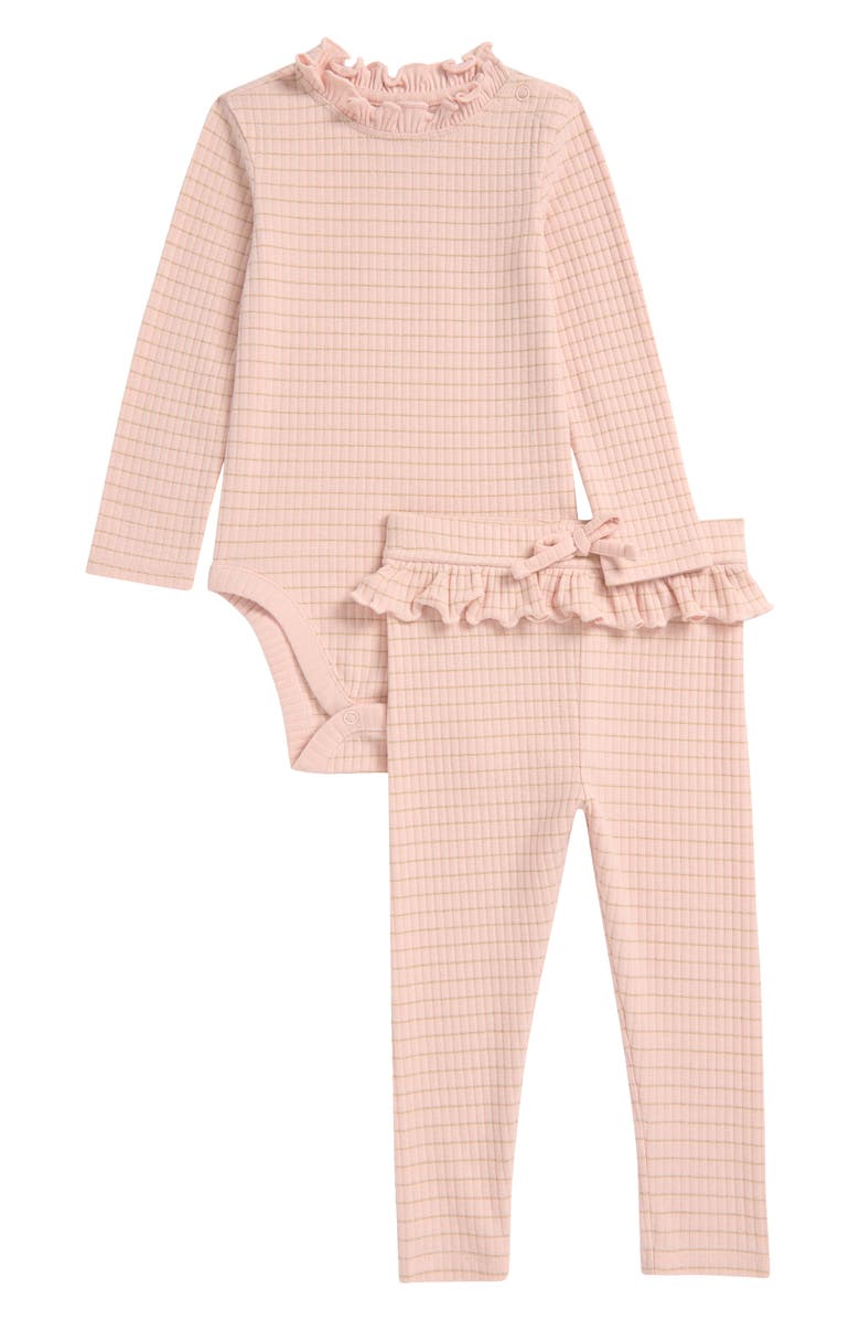 Nordstrom Long Sleeve Ruffle Bodysuit & Leggings Set, Main, color, 