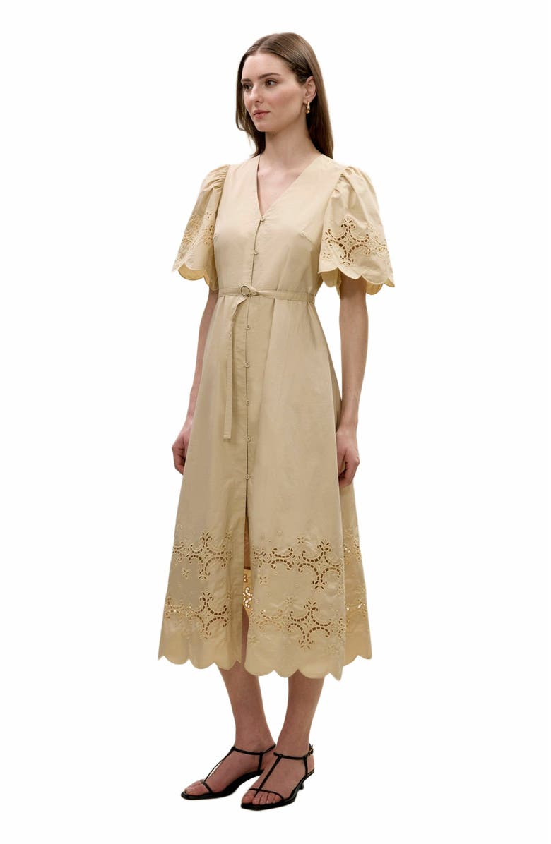 Rebecca Taylor Raquel Twill Dress, Alternate, color, Latte