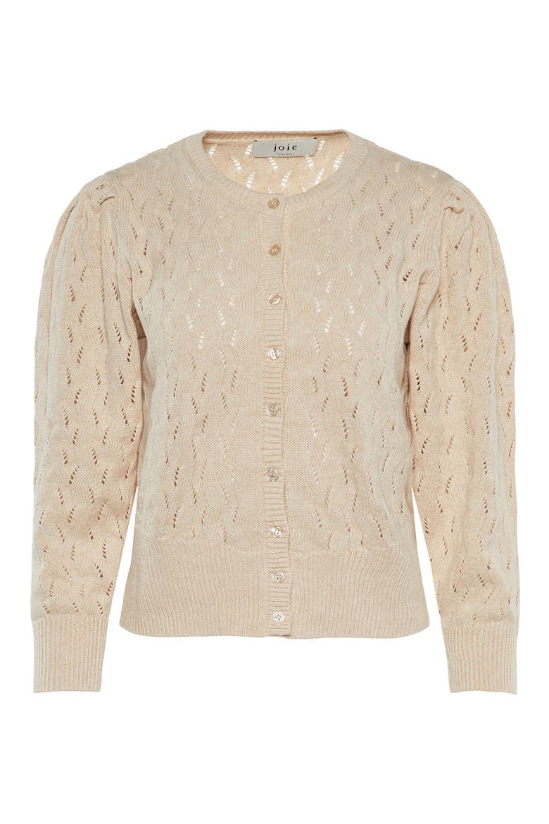 Wilsale Pointelle Cotton & Linen Cardigan, Alternate, color, TAPIOCA