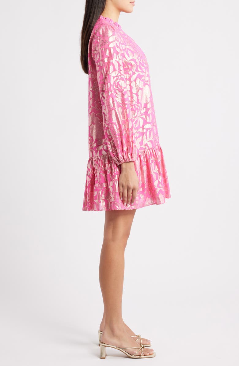 Lilly Pulitzer<sup>®</sup> Evaline Long Sleeve Silk Blend Drop Waist Dress, Alternate, color, Sun Shell Pink Floral