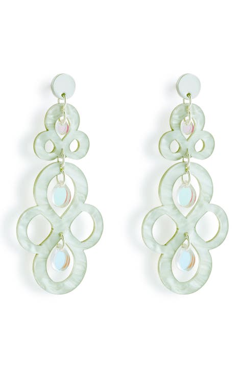 Batik Earrings - Regent Green & Iridescent