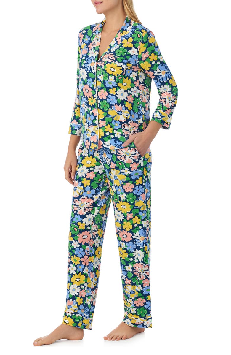 Kate Spade New York print stretch modal pajamas, Alternate, color, Navy Print
