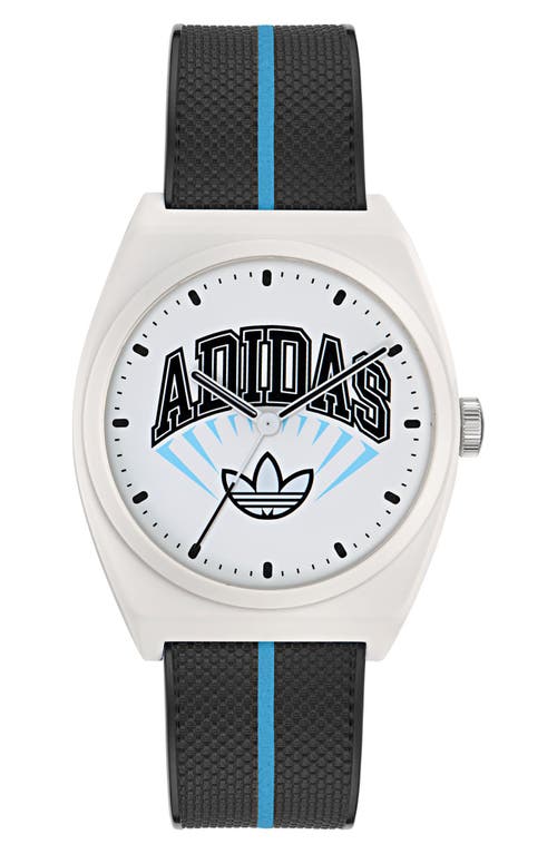Adidas Originals Adidas Ao Street Project 2 White Logo Graphic Resin Strap Watch, 38mm In Black