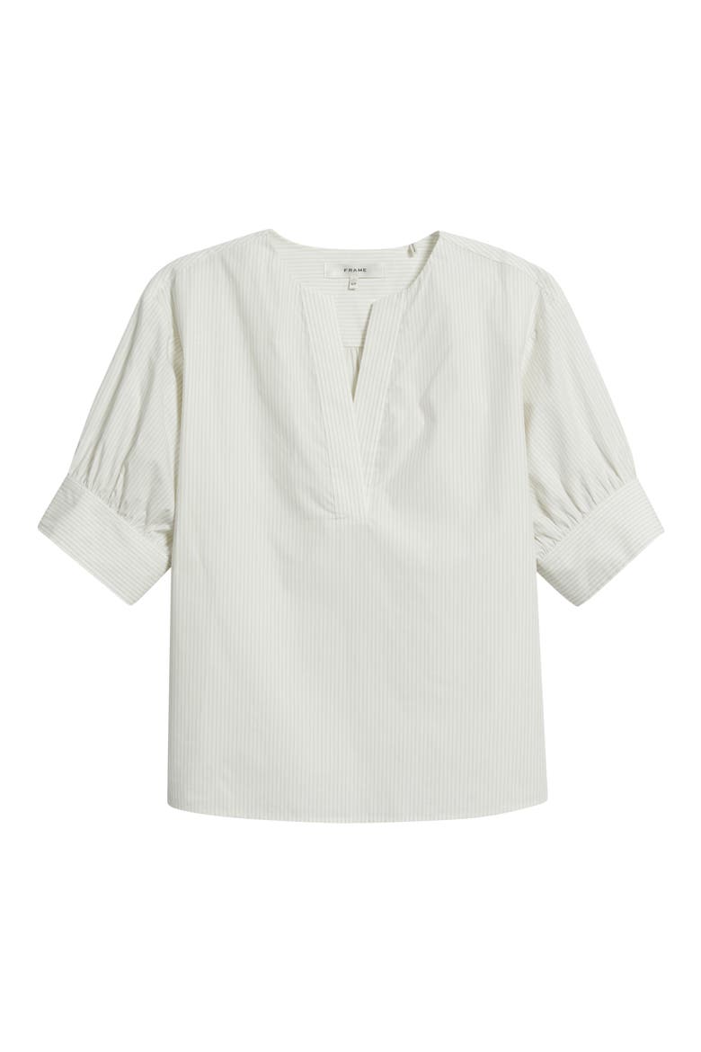 Stripe Split Neck Organic Cotton Popover Top, Alternate, color, CREAM MULTI