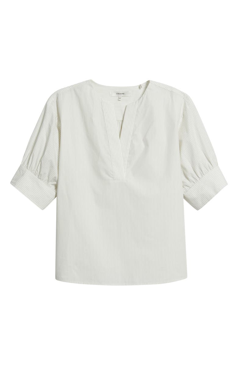 FRAME Stripe Split Neck Organic Cotton Popover Top, Alternate, color, Cream Multi