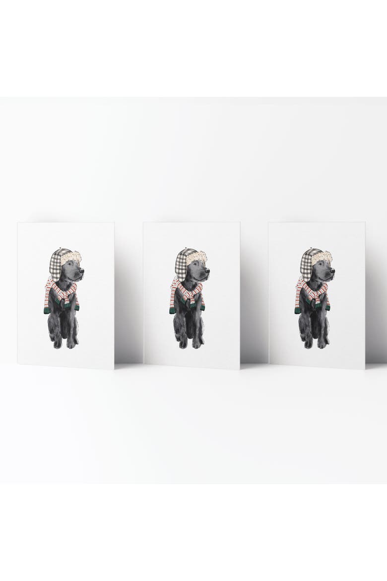 Winter/Holiday Greeting Card Pack Sets (3 ct) Candy Cane Black Lab, Main, color, Multi-Pack