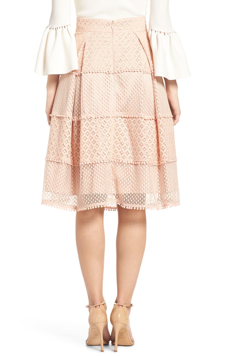 Banded Lace Midi Skirt, Alternate, color, BLUSH