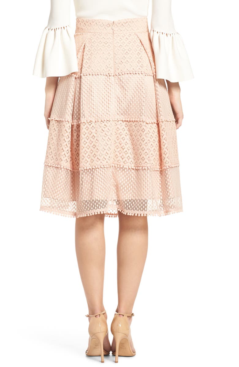 Eliza J Banded Lace Midi Skirt, Alternate, color,