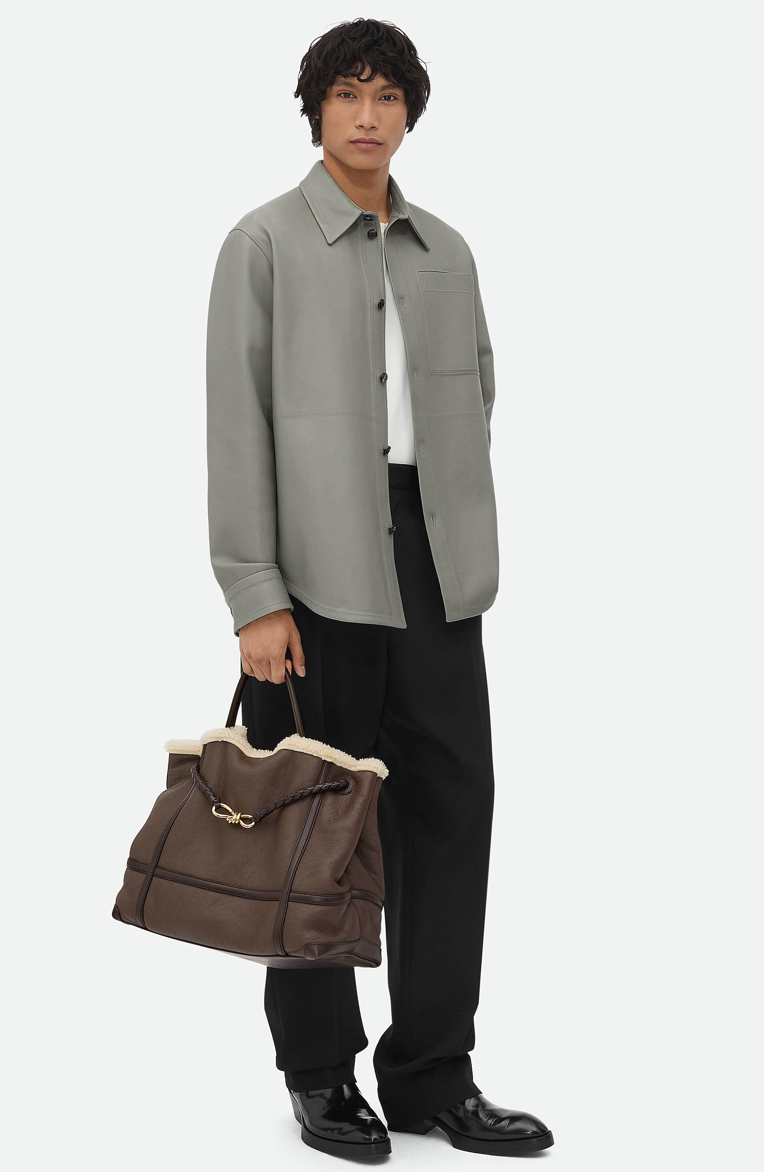 Bottega Veneta Large Andiamo Genuine Shearling Tote, Alternate, color, 