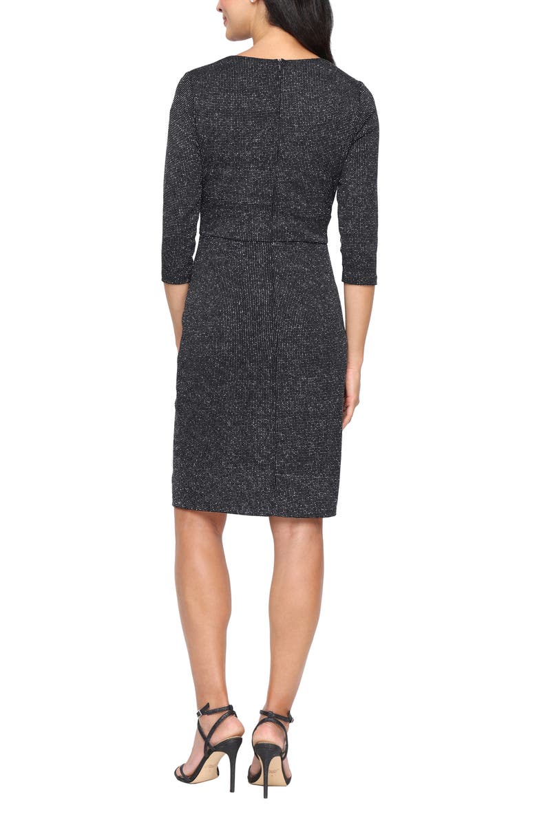 SL FASHIONS Ruffle Metallic Knit Cocktail Dress, Alternate, color, Black