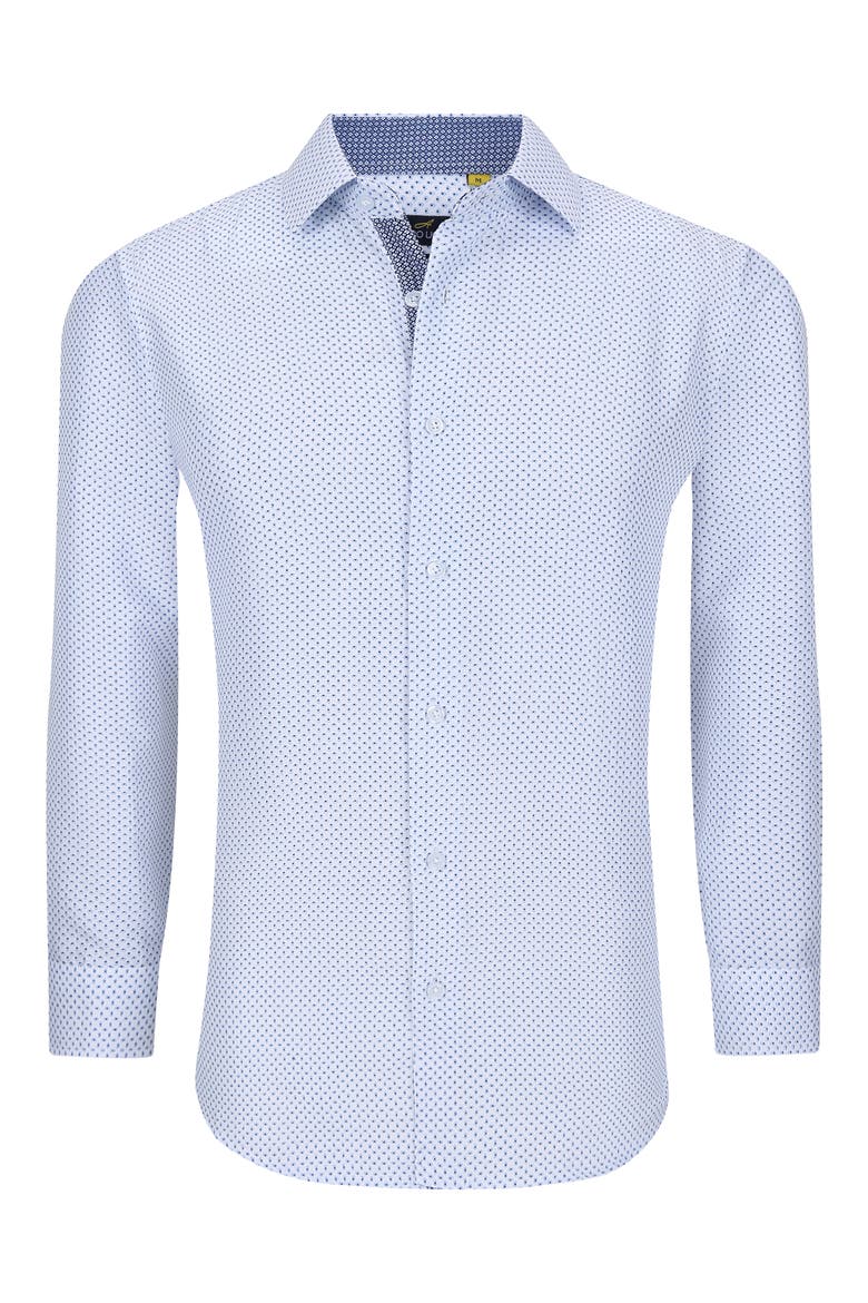 Slim Fit Geometric Print Performance Button-Up Shirt, Alternate, color, WHITE