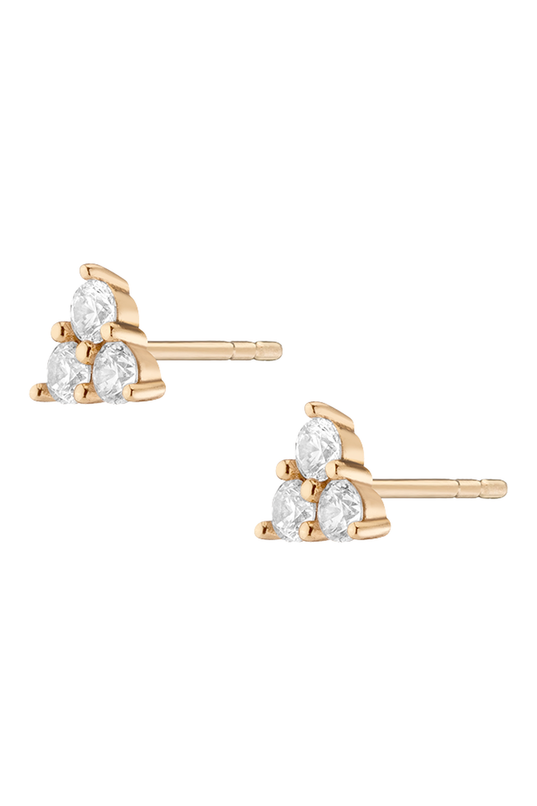 Lab Grown Sapphire Trinity Stud Earrings, Alternate, color, Yellow Gold Vermeil