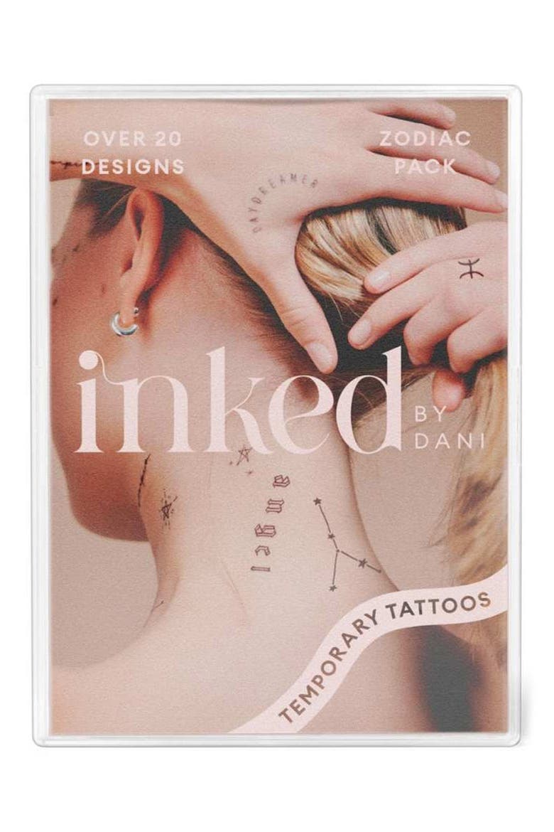 Water Zodiac Temporary Tattoos, Alternate, color, BLACK