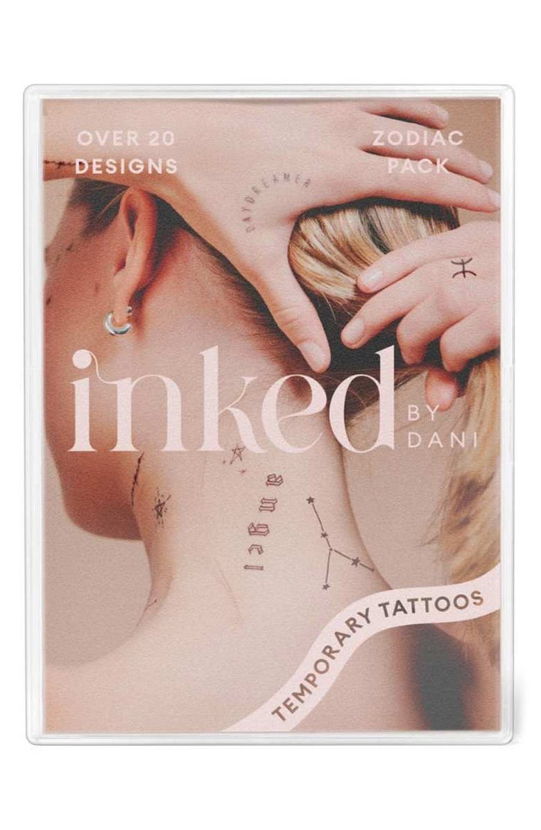INKED by Dani Water Zodiac Temporary Tattoos, Alternate, color, Black