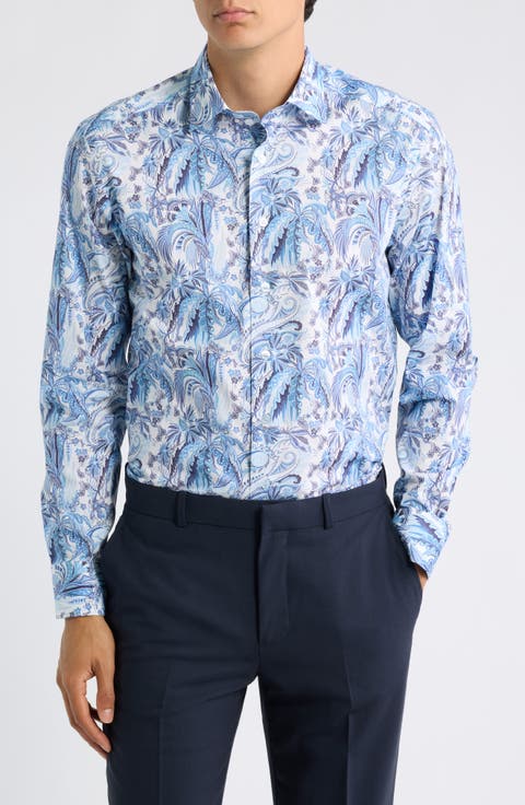 Roma Spread Collar Paisley Button-Up Shirt