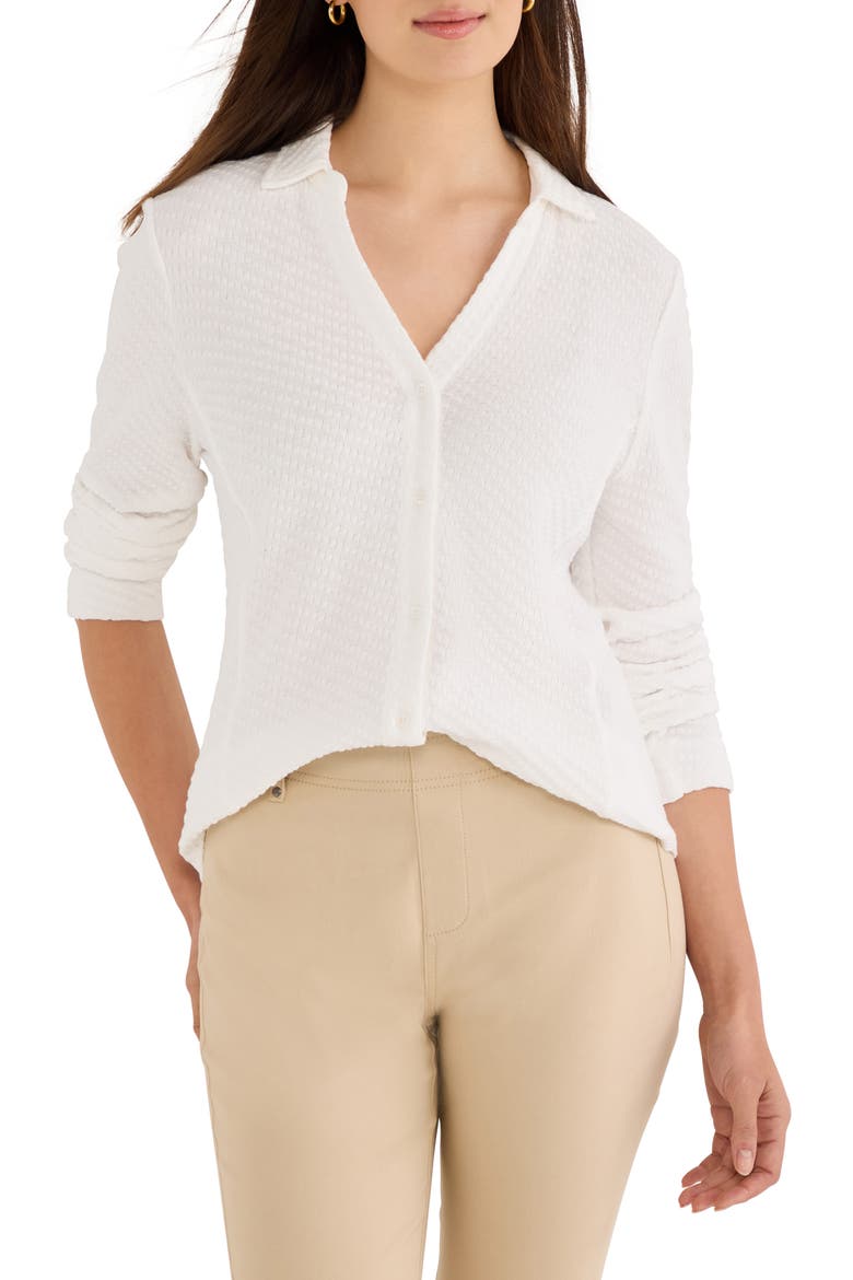 Texture Stretch Knit Shirt, Main, color, PAPER WHITE