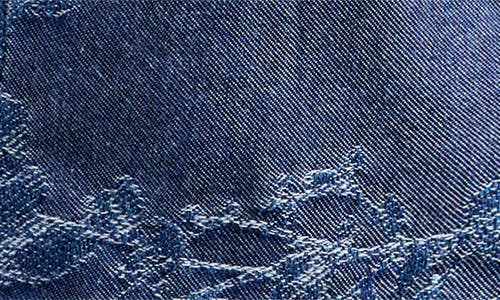 Next Floral Jacquard Drawstring Waist Denim Shorts In Blue