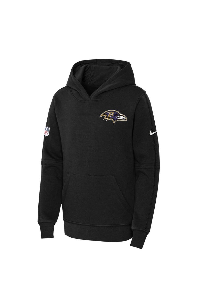 Nike Youth Nike Black Baltimore Ravens 2023 Sideline Club Fleece Pullover Hoodie, Alternate, color, 