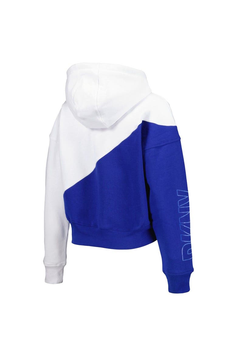 Women's DKNY Sport White/Royal Los Angeles Rams Bobbi Color Blocked Pullover Hoodie, Alternate, color, White