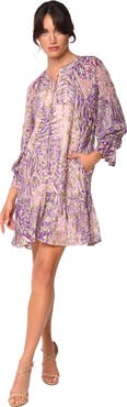 CIEBON Harriet Metallic Star Animal Print Dress