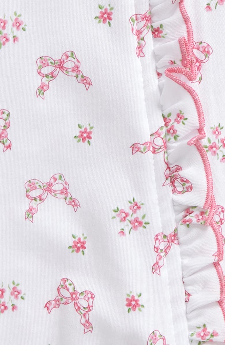 Kissy Kissy Bow Print Ruffle Pima Cotton Footie, Alternate, color, 