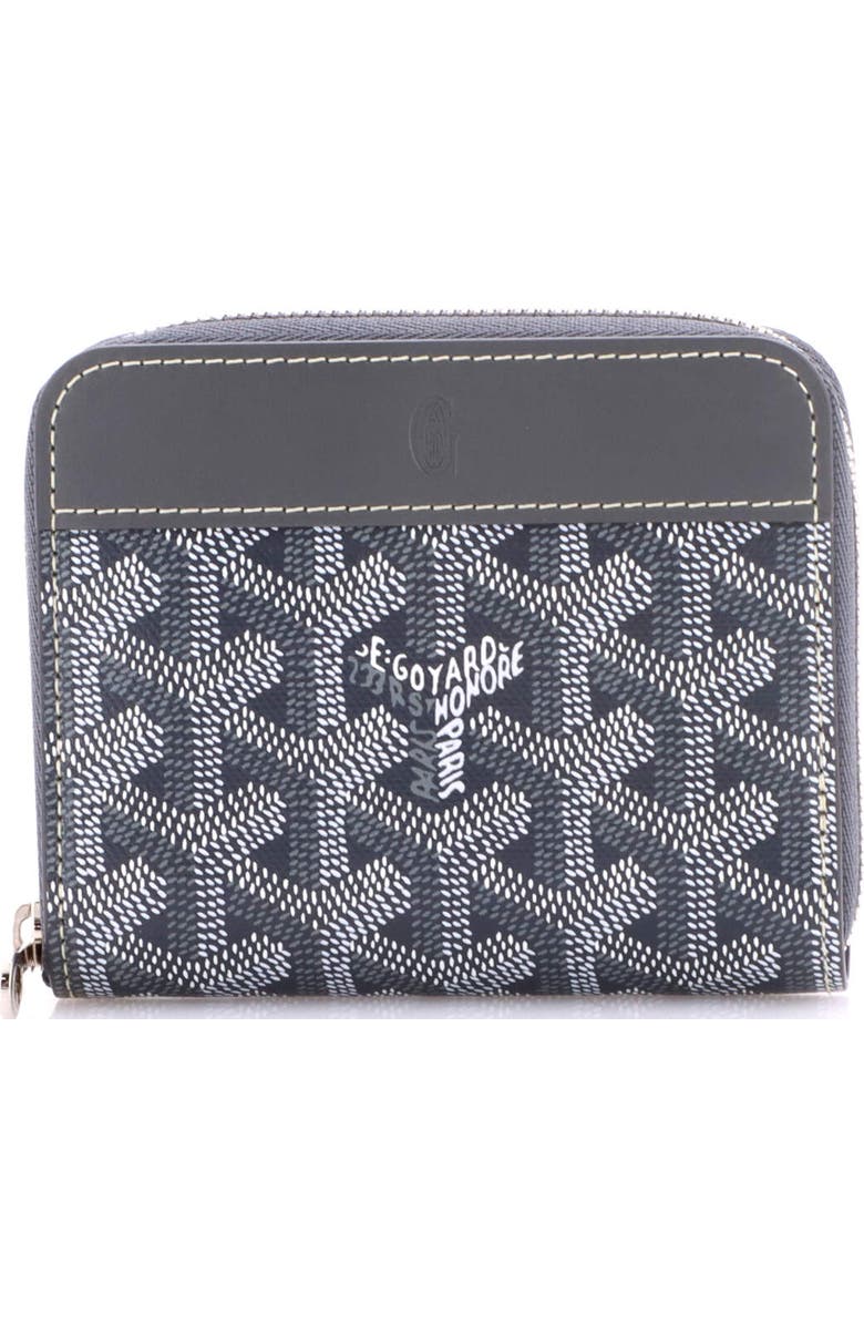 Pre-Owned Goyard Matignon Zip Wallet Coated Canvas with Leather PM, Main, color, Gray