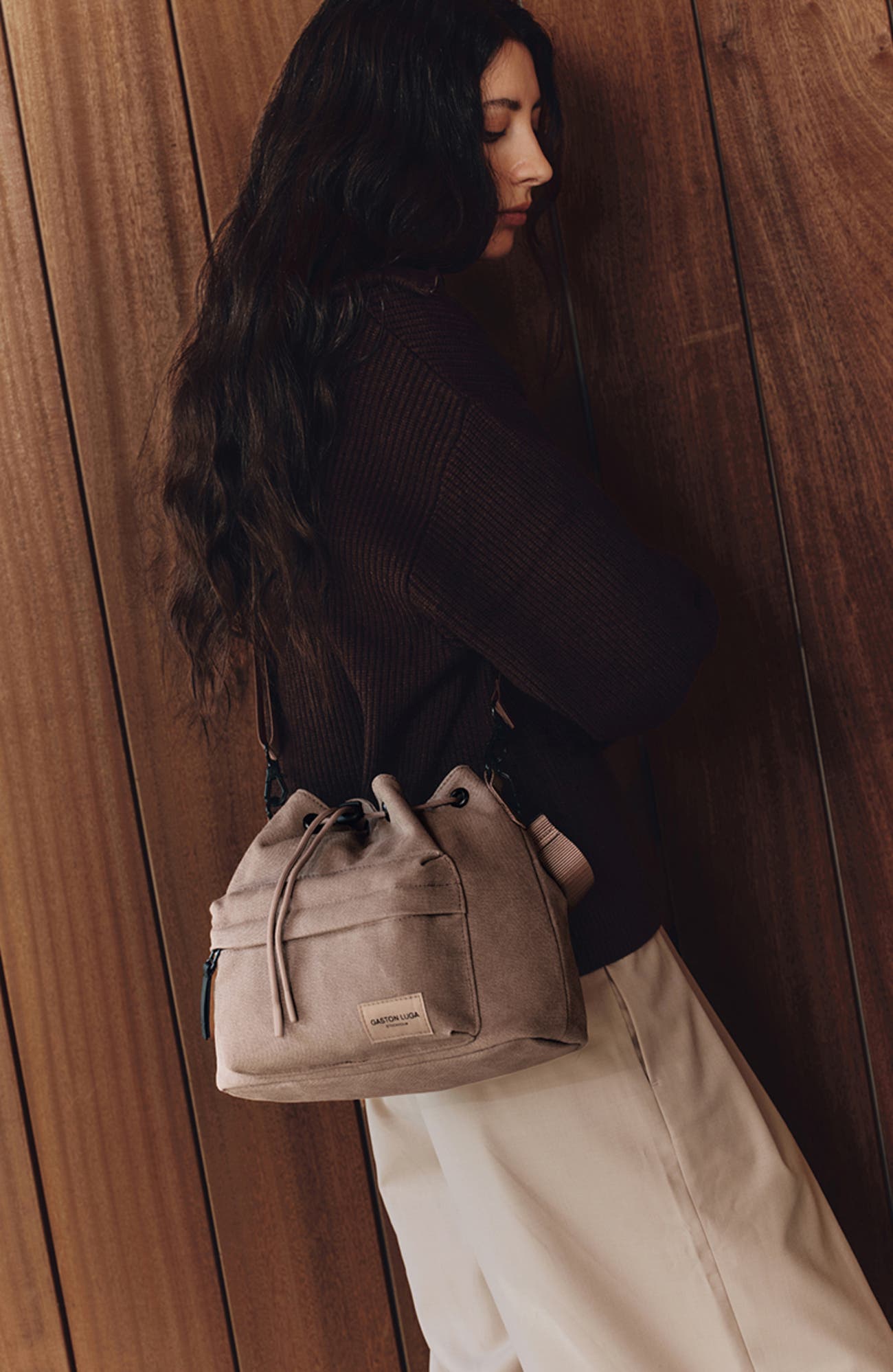 Spläsh Bucket Crossbody Weave, Alternate, color, Weave Dusty Brown