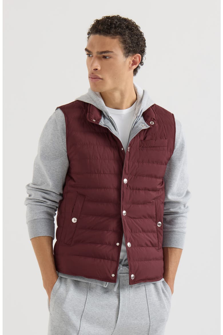 Lightweight techno fabric down vest, Main, color, Burgundy