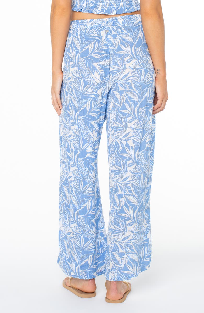 Roxy Midnight Avenue Tropical Palm Wide Leg Pants, Alternate, color, Silver Lake