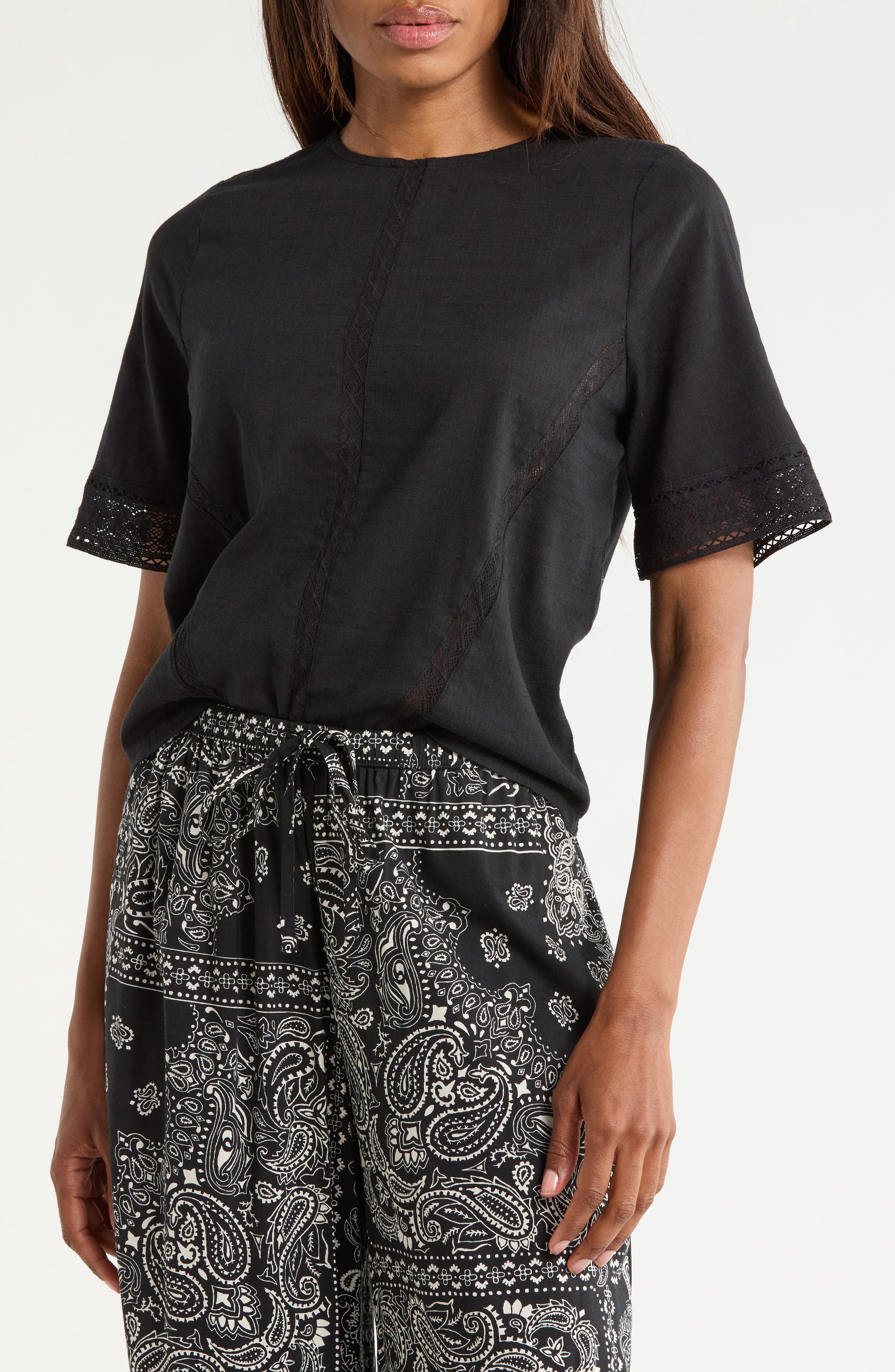 Lace Detail Short Sleeve Top