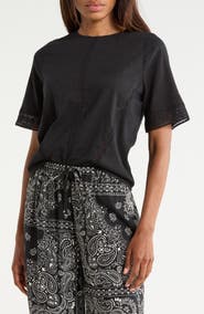 Melrose and Market Lace Detail Short Sleeve Top