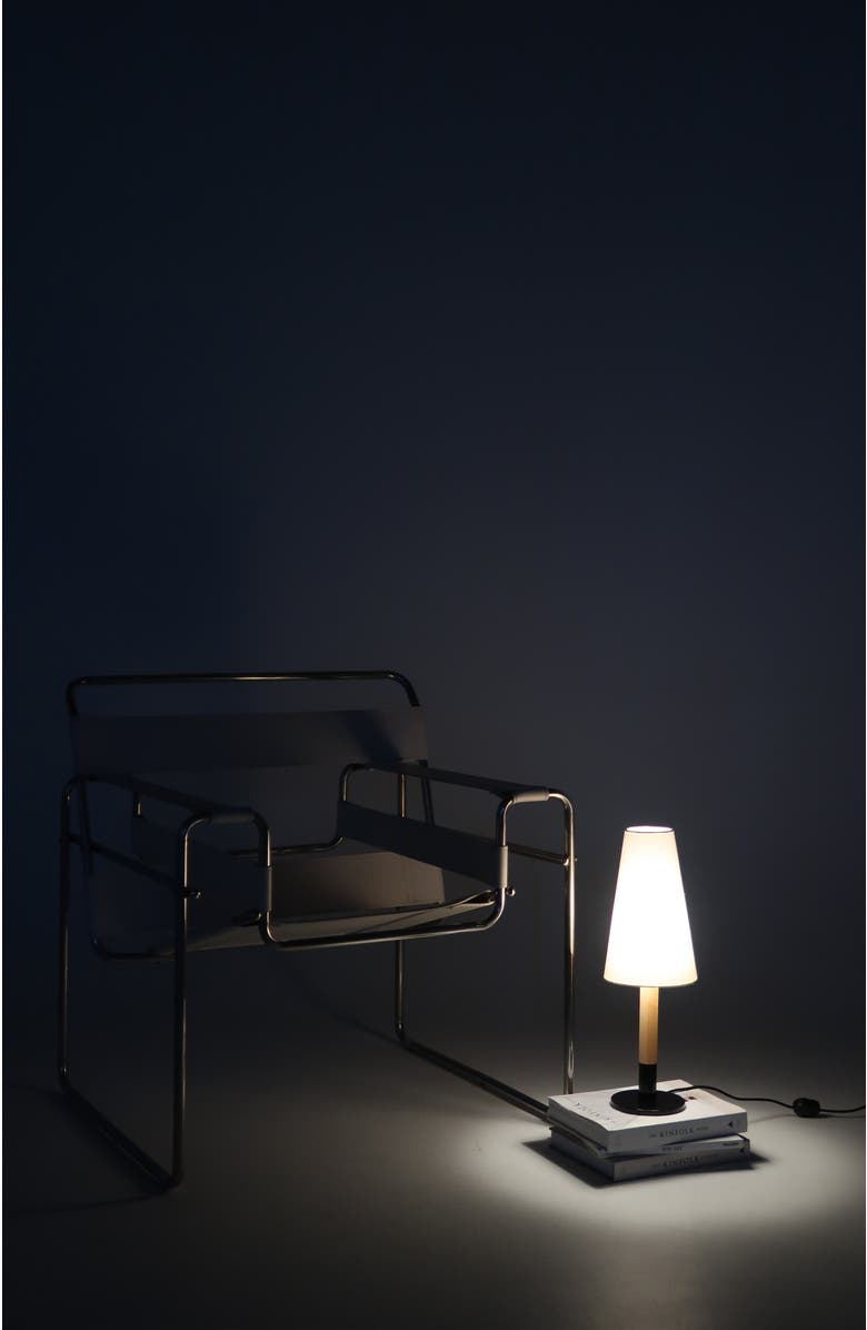 Brightech Arthur 18" LED Table Lamp with Wood Accent and Classic Silhouette, Bulb Included, Alternate, color, Cream