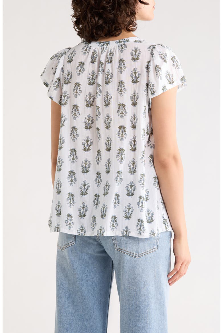 Floral Cap Sleeve Cotton Top, Alternate, color, WHITE MULTI