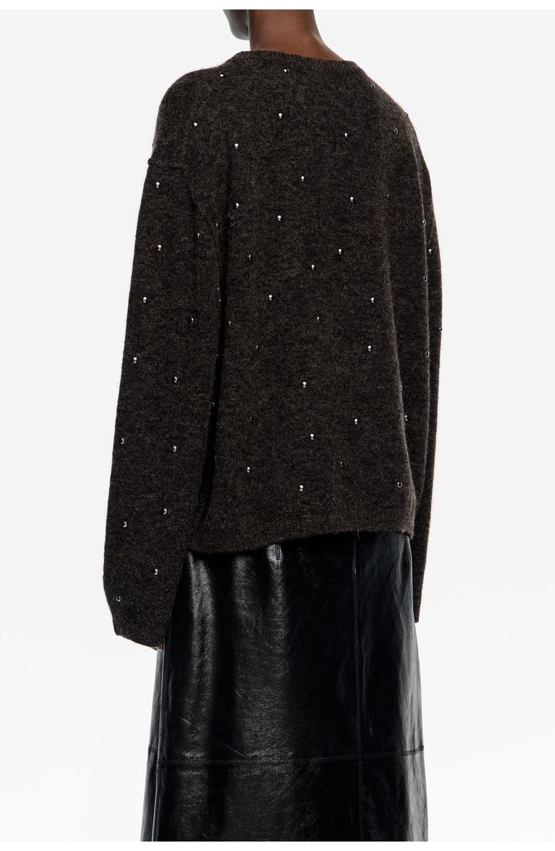 Bimba y Lola Boxy Sweater With Rivets, Alternate, color, Dark Grey
