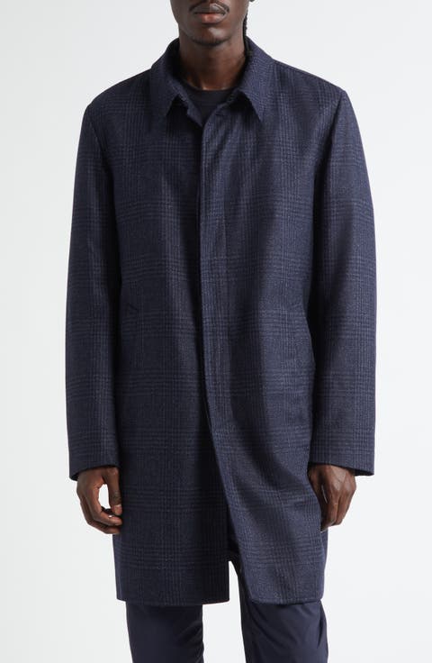 Glen Plaid Water Resistant Wool & Silk Tweed Topcoat