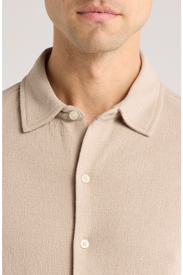 Newman Short Sleeve Knit Button-Up Shirt, Alternate, color, TAN