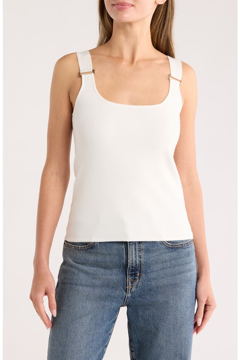 Square Neck Rib Sleeveless Sweater, Main, color, WHITE STAR