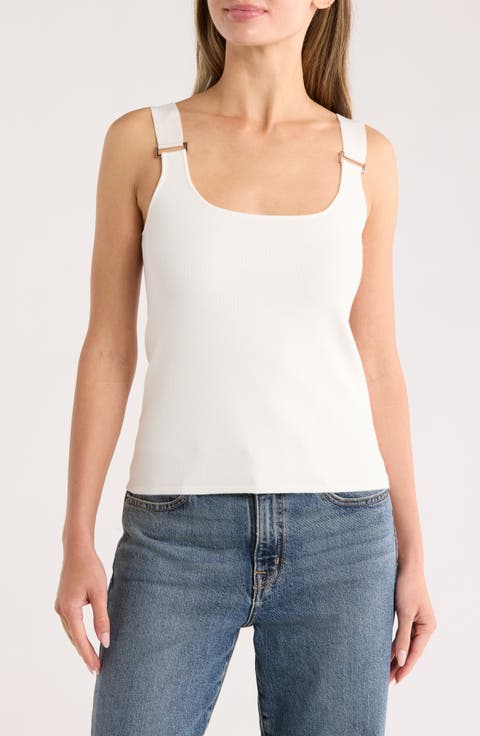 Square Neck Rib Sleeveless Sweater