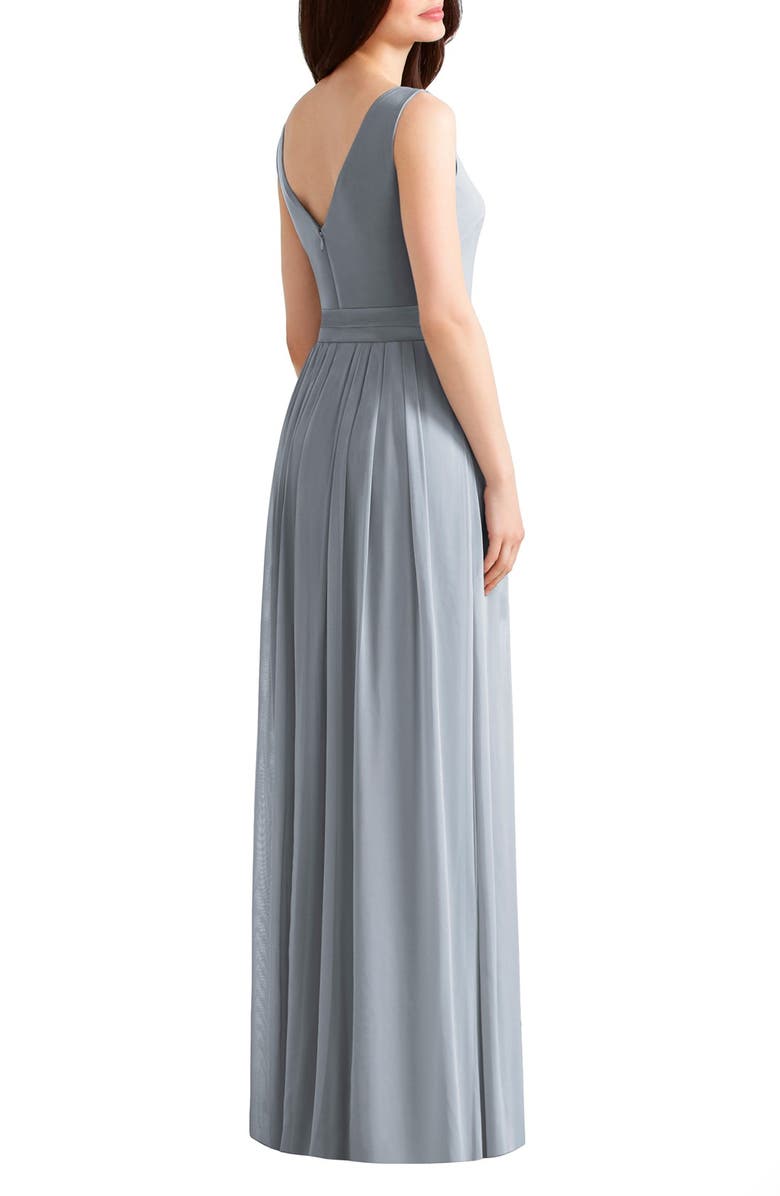 Social Bridesmaids Bateau Neck Jersey & Chiffon Gown, Alternate, color, 