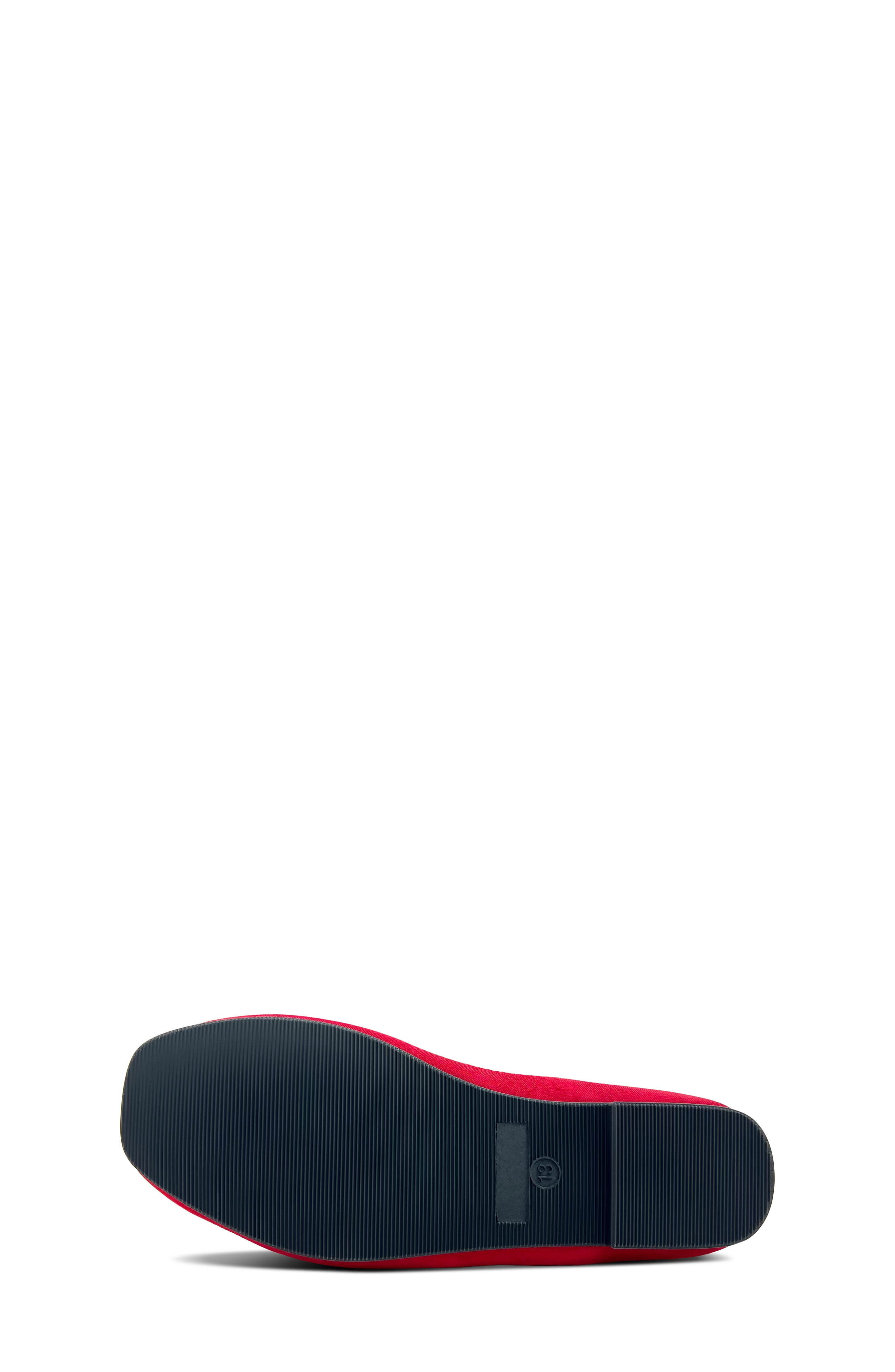 Yosi Samra Kids' Miss Emory Satin Mary Jane Flat, Alternate, color, Red Satin / Velvet Bow