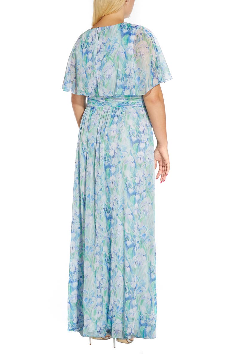 Adrianna Papell Chiffon Capelet Gown, Alternate, color,