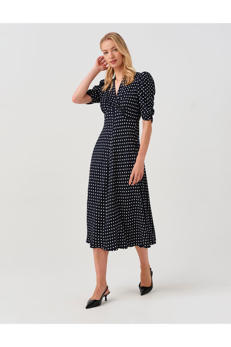 Mia Spot Midi Tea Dress, Alternate, color, Navy Spot