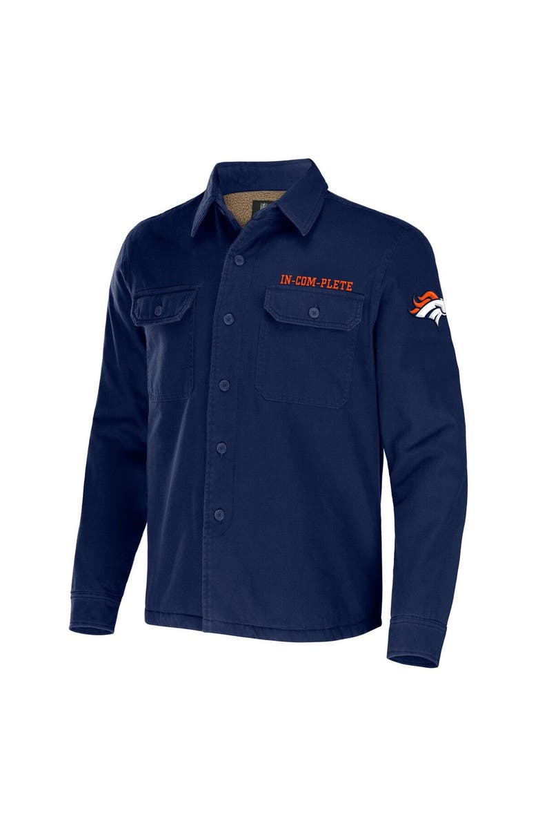 NFL X DARIUS RUCKER Men's NFL x Darius Rucker Collection by Fanatics Navy Denver Broncos Canvas Button-Up Shirt Jacket, Alternate, color, Navy